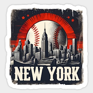 New York Baseball Skyline Retro Vintage Sticker